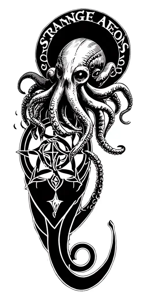 "Strange Aeons" "Strange Aeons" "Strange Aeons" Cthulhu Symbols, the Elder Sign, Lovecraftian, Necromomicon Sigil, Eldritch Horror tattoo design idea