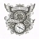 time doesn't stop growing" text tattoo design idea