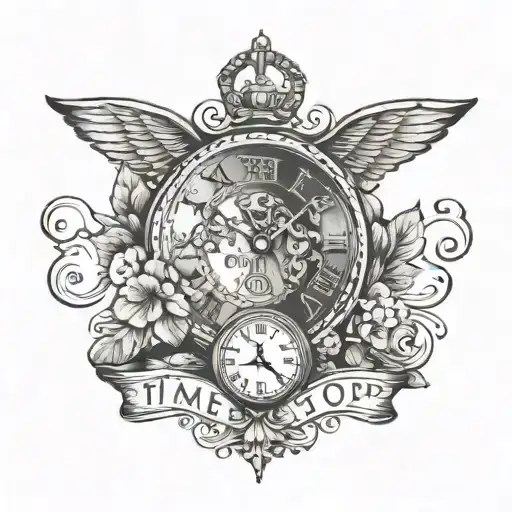 time doesn't stop growing" text tattoo design idea