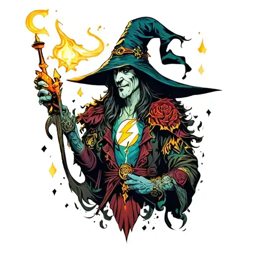 flash sheet based on wizards tattoo design idea
