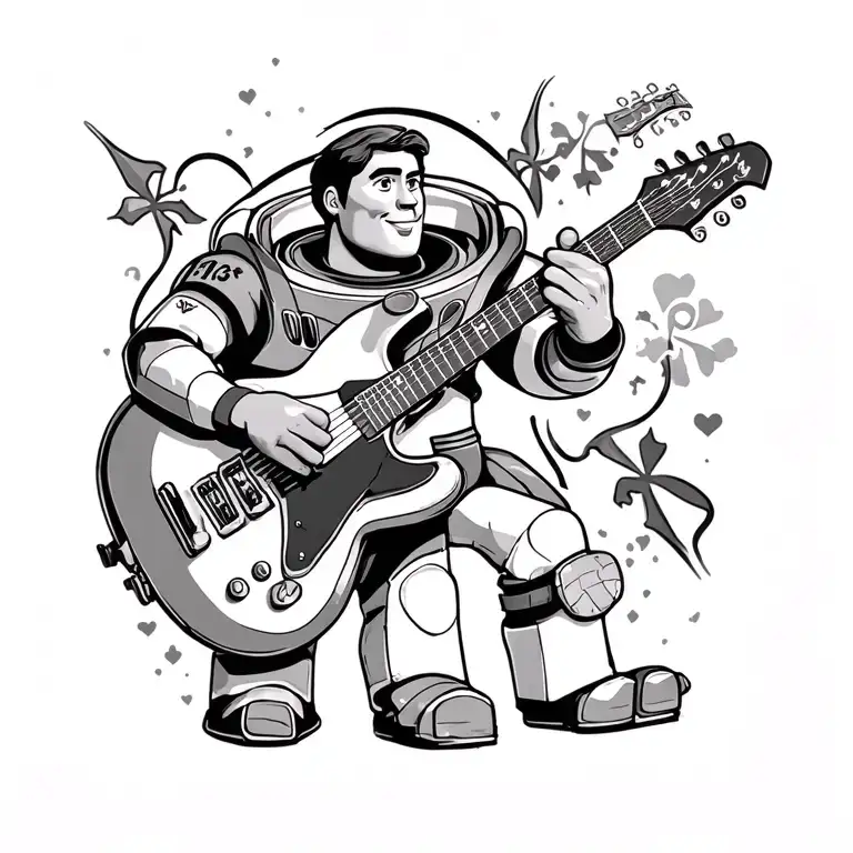 small tattoo in memory of my dad who loved guitars, motorbikes, buzz lightyear and was Irish  tattoo design idea