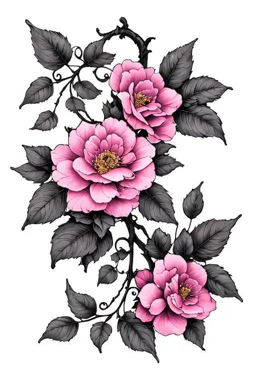 pink vine tattoo design idea