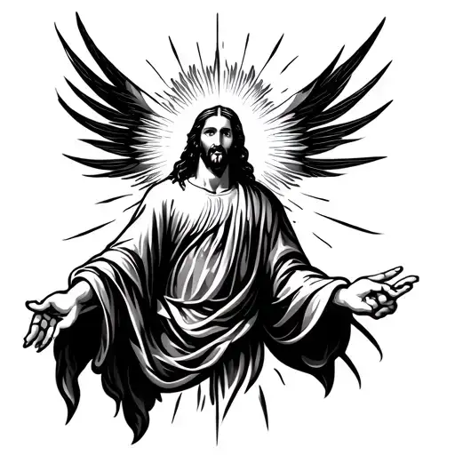 Jesus in heaven shining his light tattoo design idea