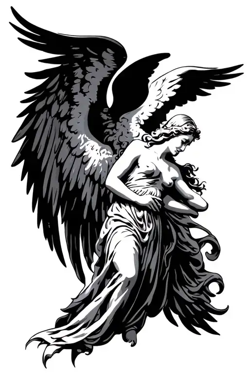 guardian angel protecting tattoo design idea