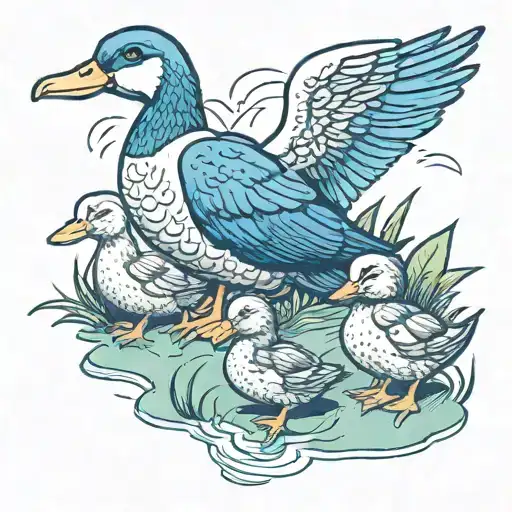 cane and ducklings following their mother tattoo design idea