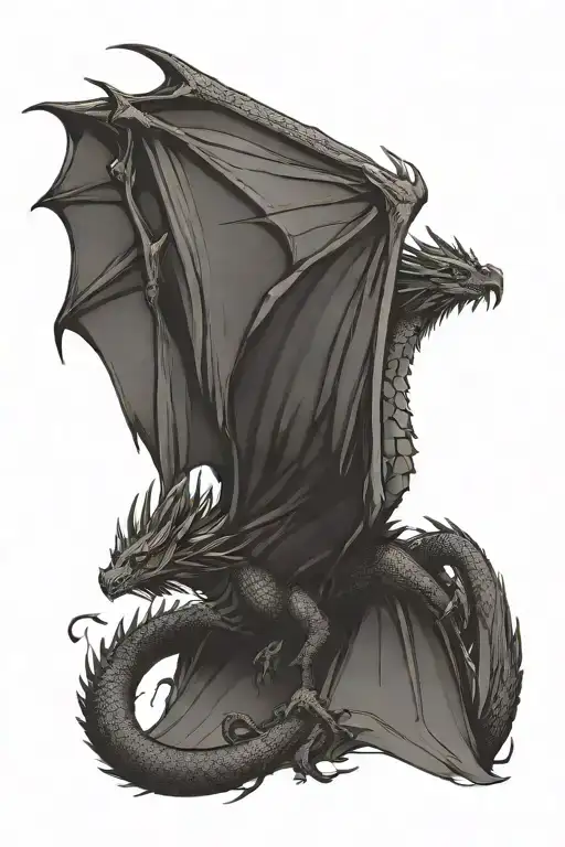 dragon flying with oversized wings tattoo design idea