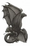 dragon flying with oversized wings tattoo design idea
