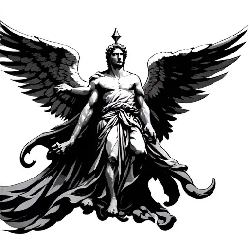 Archangel Micheal spread wings spread wide tattoo design idea