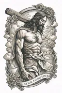 jesus christ crucified and baby angel and quotes about honesty and clouds tattoo design idea