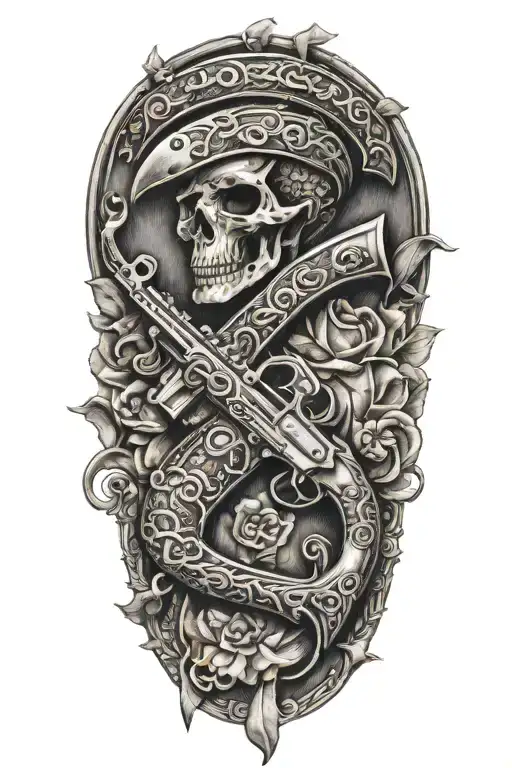 don't tread on me flintlock pistols  tattoo design idea