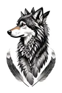 wolf indian feathers tattoo design idea