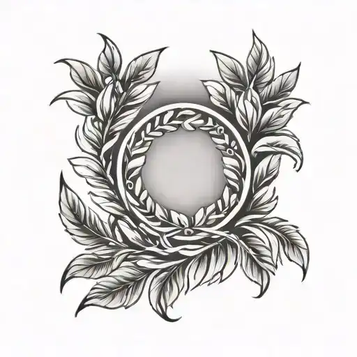 greek symbol with laurel wreath tattoo design idea
