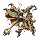 wizard casting a spell tattoo design idea