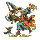 wizard casting a spell tattoo design idea