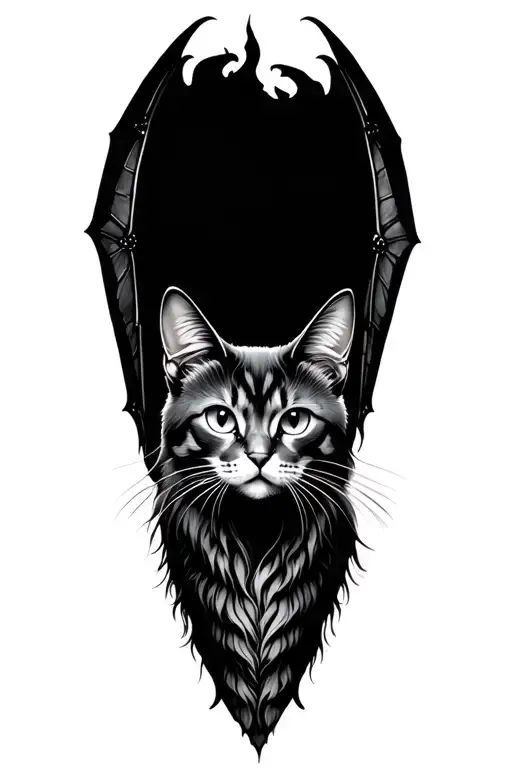 mothman as a long haired cat tattoo design idea