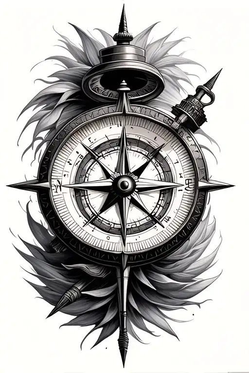compass surrounded tattoo design idea