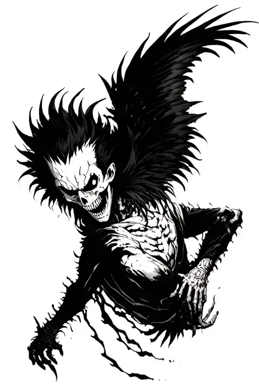 Ryuk from death note flying straight down   tattoo design idea