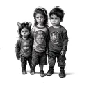 Nombres Ashley, Ammy, Antonycon tres niños al final  tattoo design idea