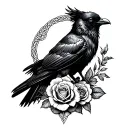Celtic crow and roses surrounded tattoo design idea