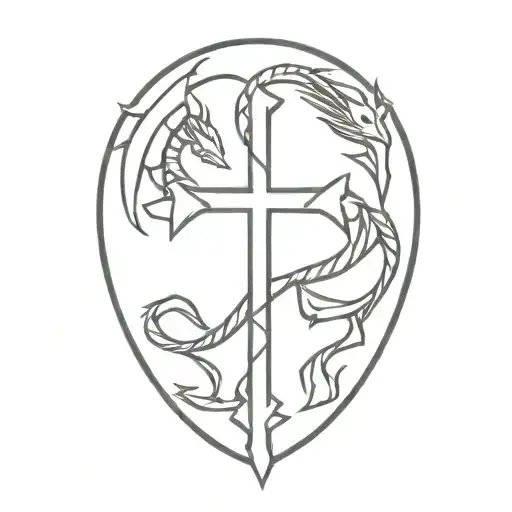 dragon wrapping around a cross tattoo tattoo design idea