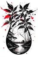 tear drop nature scene sunset sky tattoo design idea