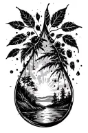 tear drop nature scene sunset sky tattoo design idea