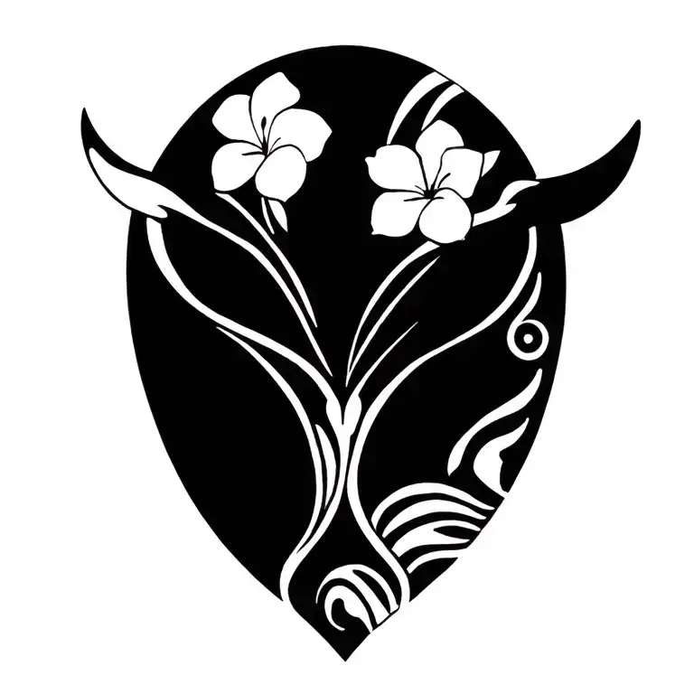 frangipani Australia Aboriginal whale tail tattoo design idea