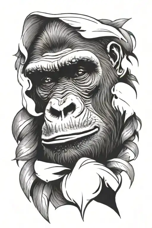 gorilla face tattoo design idea