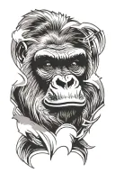 gorilla face tattoo design idea
