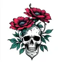 cute flower sharp skull inside tattoo design idea