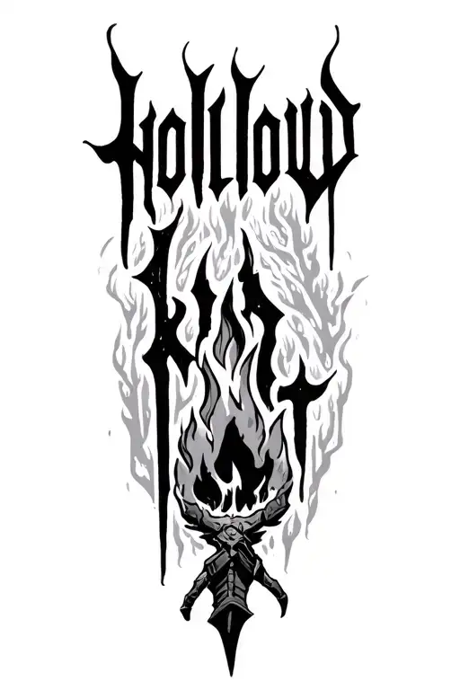 "Hollow" campfire knight rest tattoo design idea