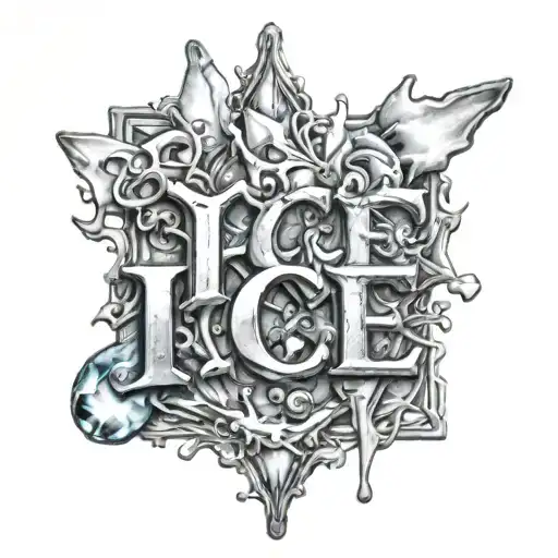Ice carving the word ice tattoo design idea