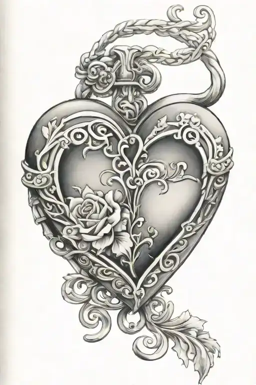 heart shaped locket tattoo design idea