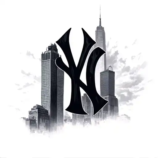 Yankees logo combined with twin towers 9/11 never forget  tattoo design idea