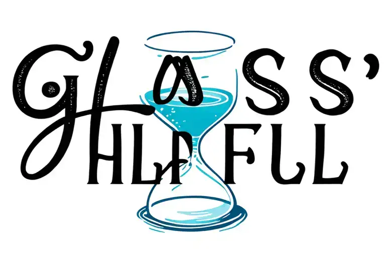 "GLASS HALF FULL " hour glass tattoo design idea