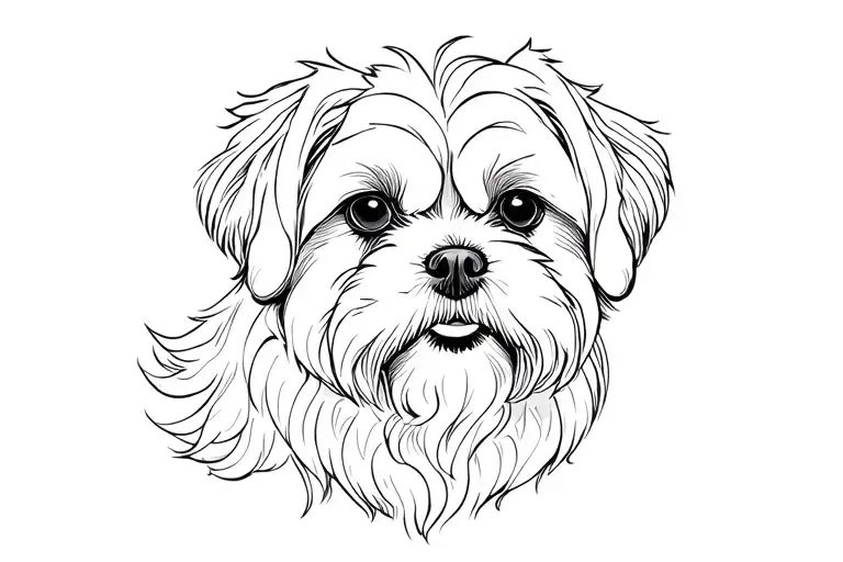 Lhaso apso woodcut style tattoo design idea