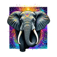 elephant head with colored aura surrounding them tattoo design idea