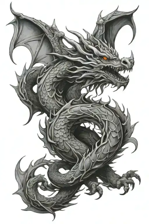 Wood Dragon tattoo design idea