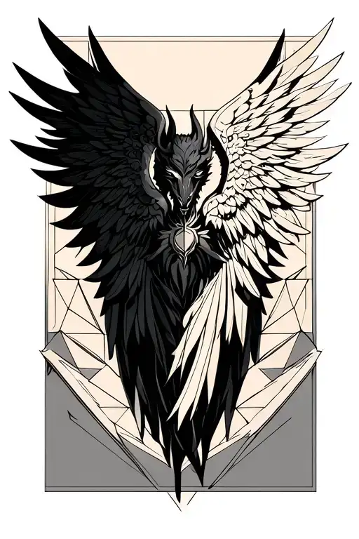 Angel and demon wings together tattoo design idea