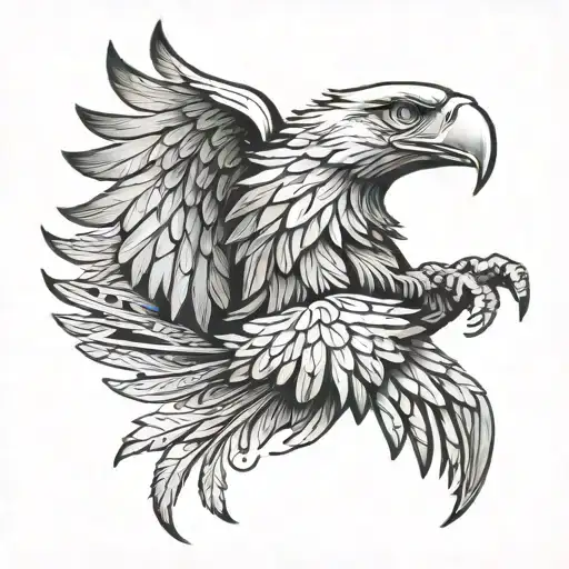 Albanian eagle with the feathers up and some clouds  tattoo design idea