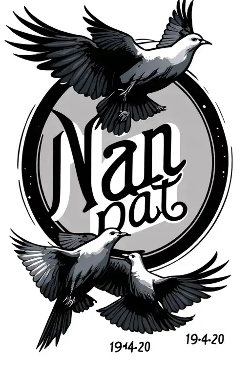 "Nan pat 19-04-20" doves flying tattoo design idea
