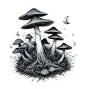 psychedelic mushroom forest tattoo design idea
