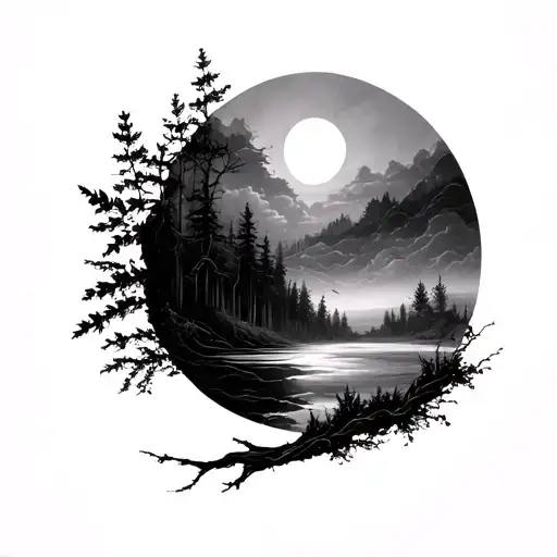 negative space. nature. full sleeve tattoo design idea