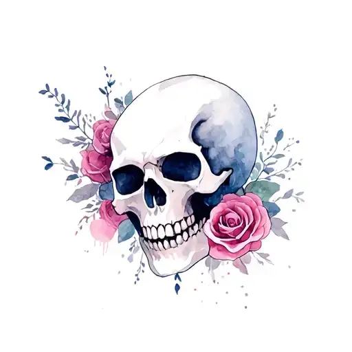 gothic skull love tattoo design idea