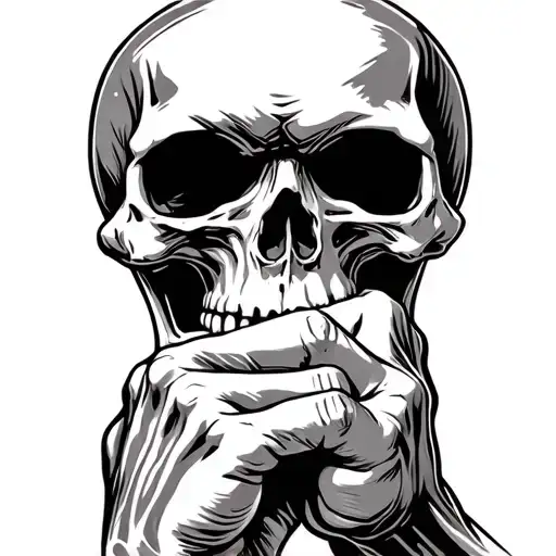 skull hands fist bumping tattoo design idea
