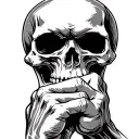 skull hands fist bumping tattoo design idea