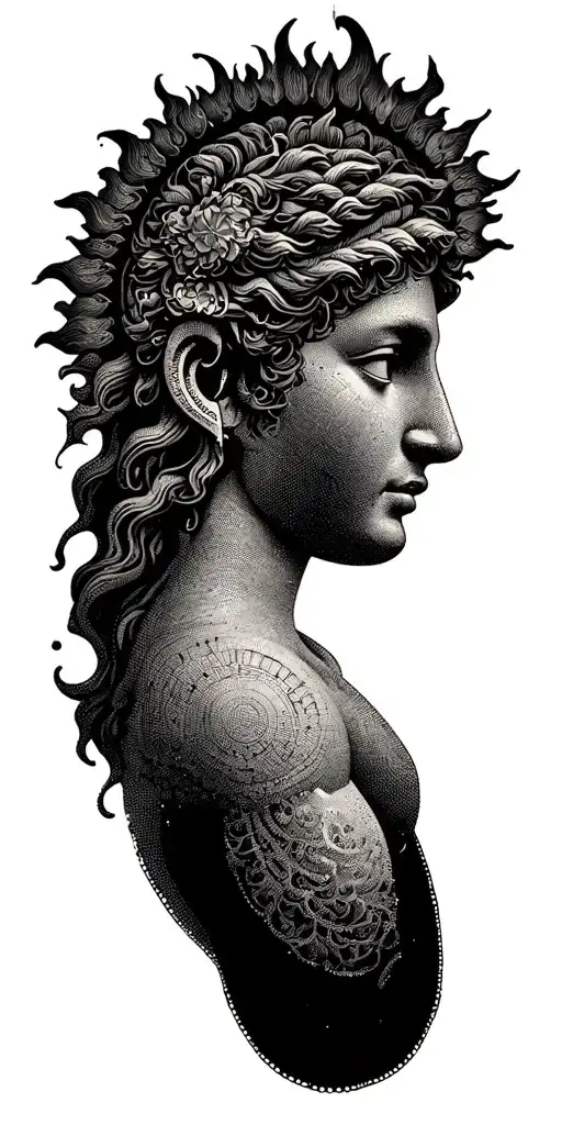 Libra symbol in a burning sun tattoo design idea