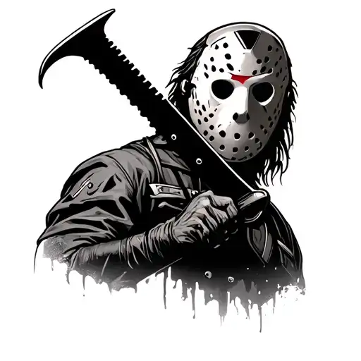 Jason Voorhees standing with machete tattoo design idea