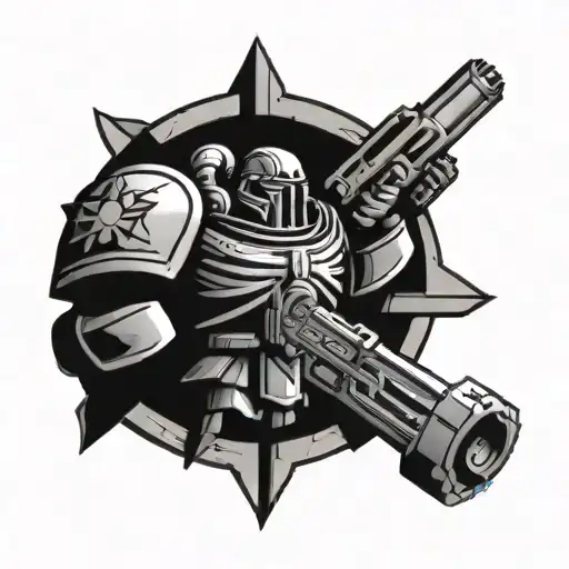 brotherhood of steel and warhammer 40k tattoo design idea