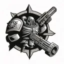brotherhood of steel and warhammer 40k tattoo design idea